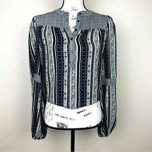 Buckle Black long sleeve boho blouse. Size medium.